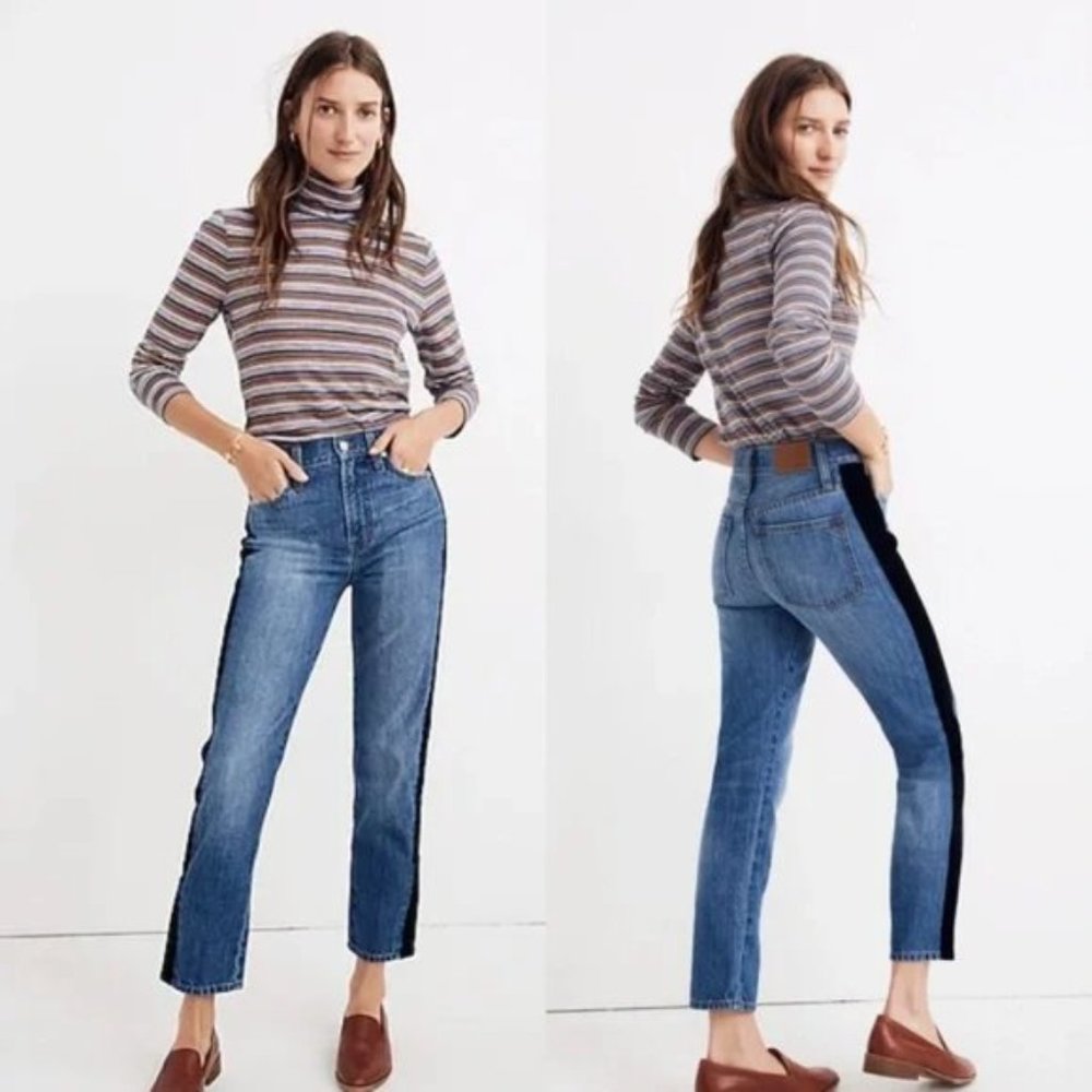 Madewell Perfect Vintage Jean w Velvet Tuxedo Side Stripe size 28